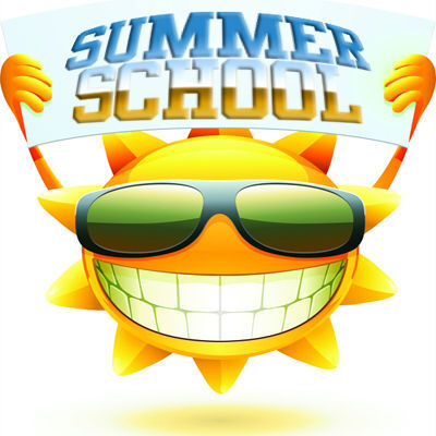 Clip art of sun holding Summer School sign